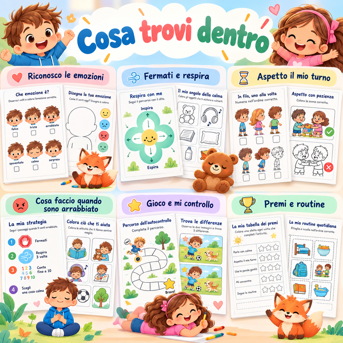Calma e Controllo: 60 Attività per Imparare a Gestire Rabbia e Impulsi (3-6 anni) – PDF stampabile