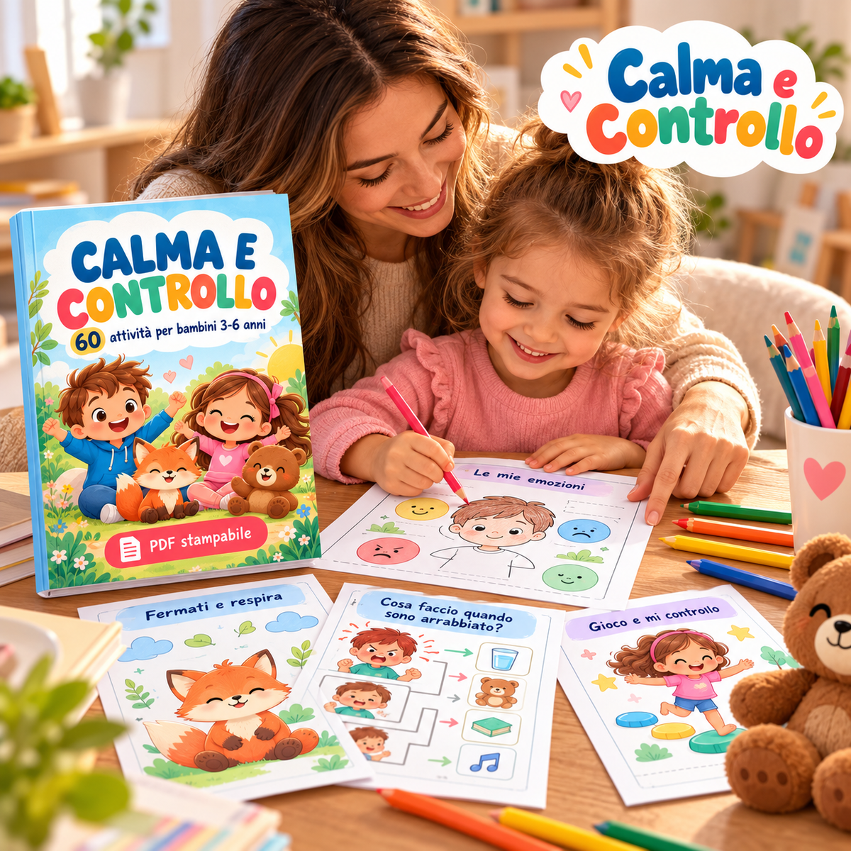 Calma e Controllo: 60 Attività per Imparare a Gestire Rabbia e Impulsi (3-6 anni) – PDF stampabile