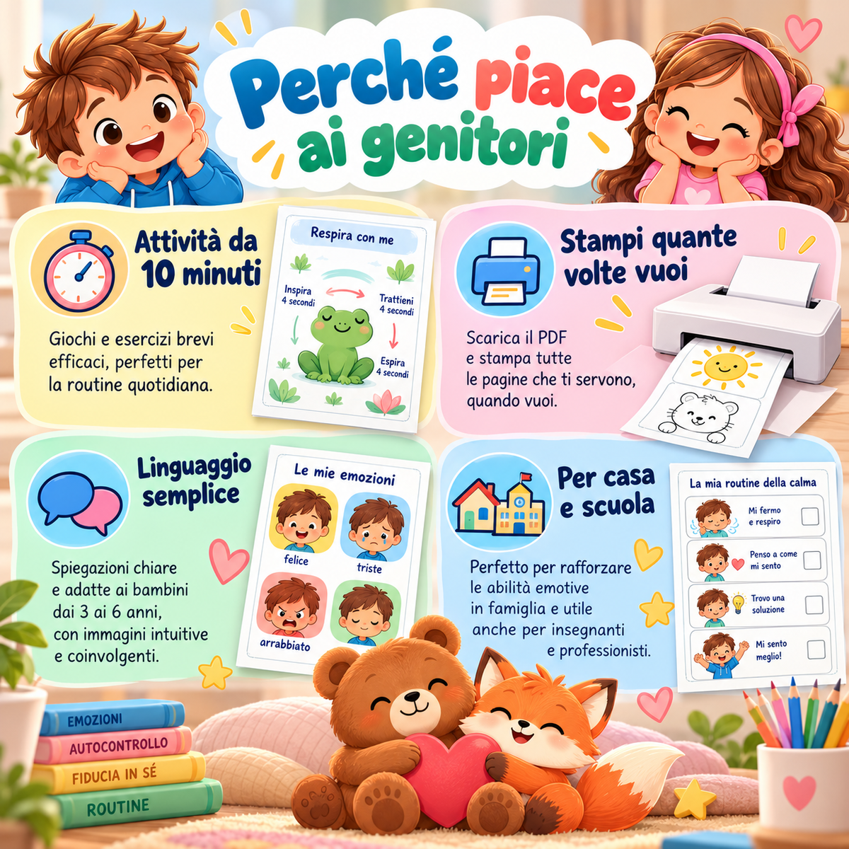 Calma e Controllo: 60 Attività per Imparare a Gestire Rabbia e Impulsi (3-6 anni) – PDF stampabile
