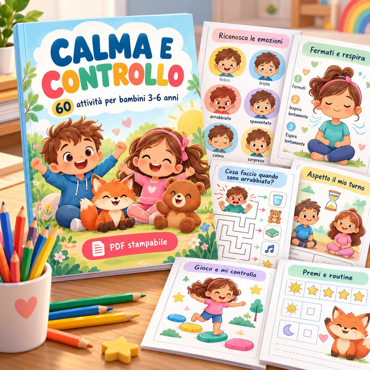 Calma e Controllo: 60 Attività per Imparare a Gestire Rabbia e Impulsi (3-6 anni) – PDF stampabile